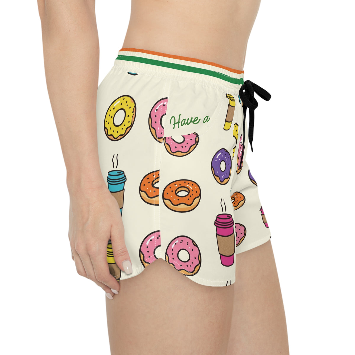 Donut & Coffee Print Women's Casual Shorts — Cute Breakfast Lounge Shorts