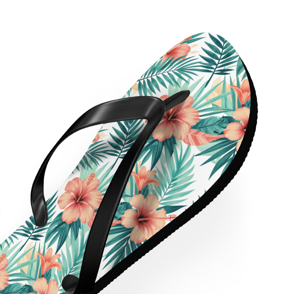 Tropical Hibiscus Flip Flops — Floral Palm Beach Sandals