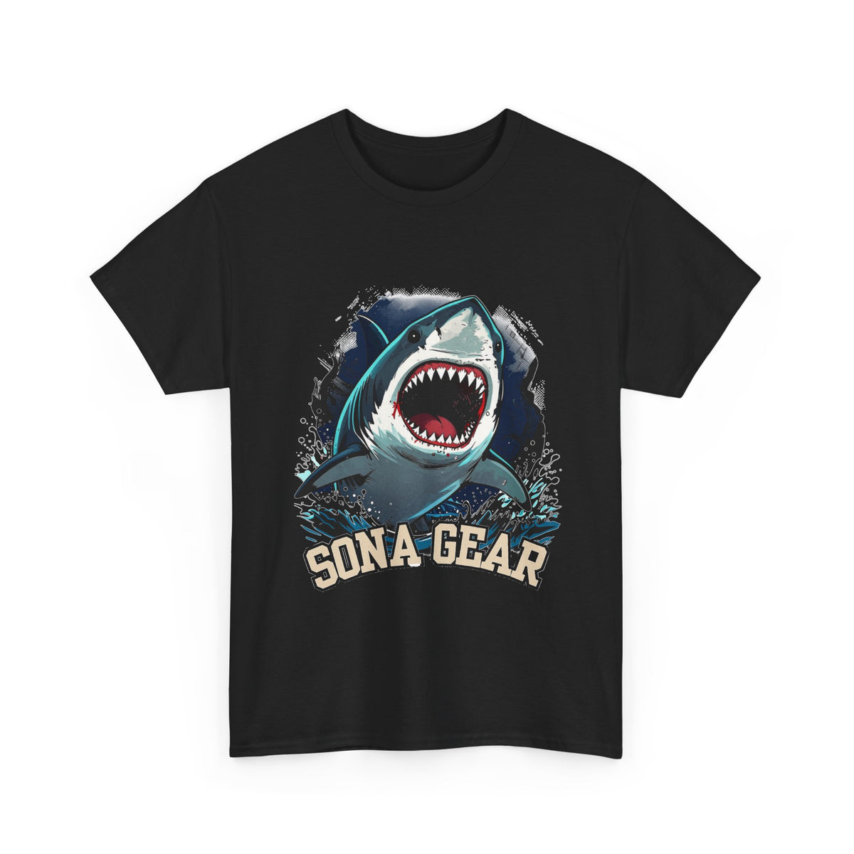 Great White Shark Illustration T-Shirt | Shark Bite Graphic Tee