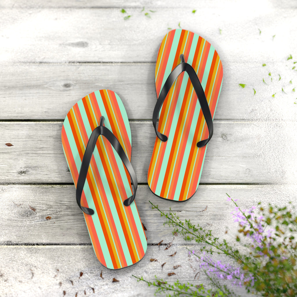 Retro Stripe Flip Flops – Colorful Beach Sandals