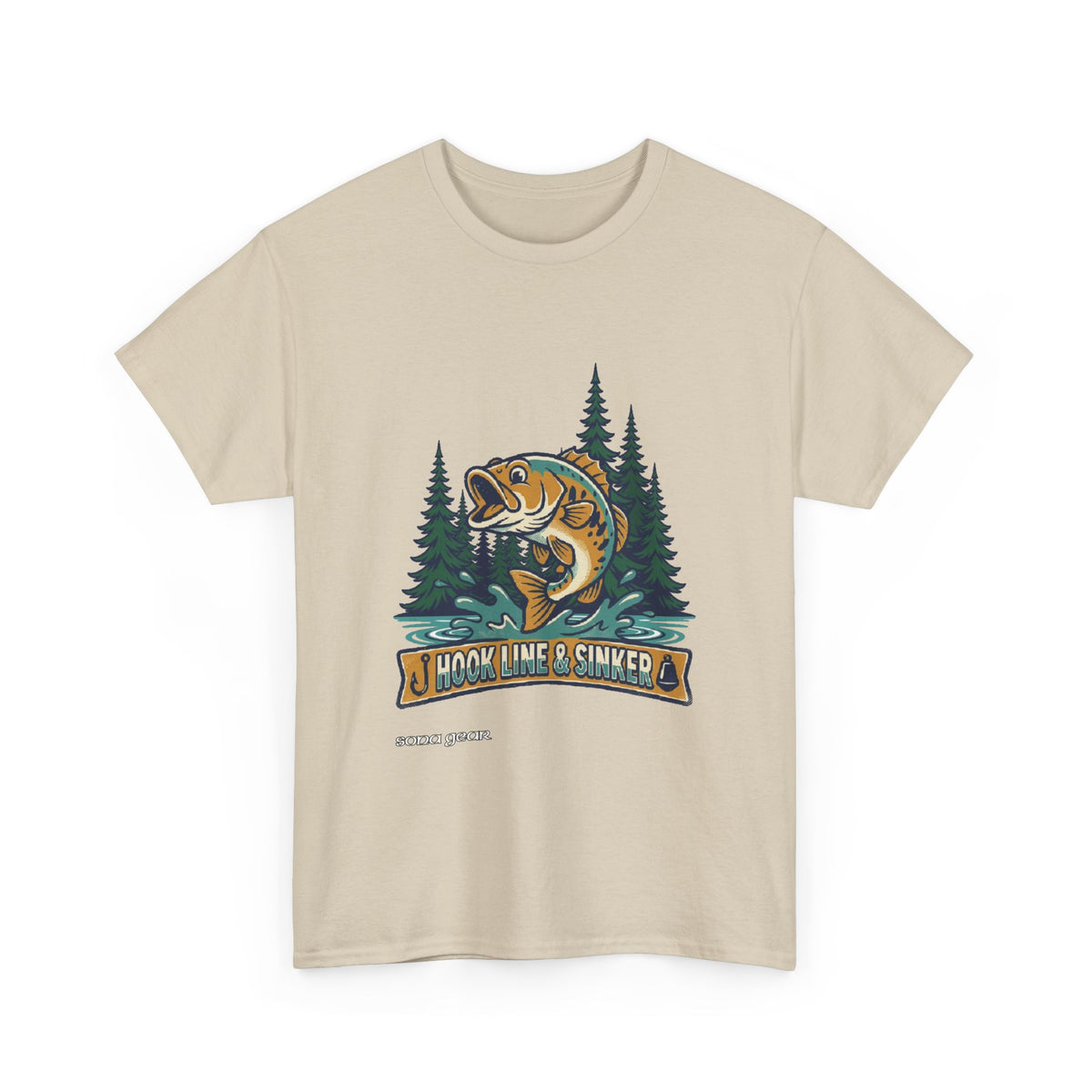 Hook Line & Sinker Fish Design Tee | Fishing Bass River Trees Outdoors
