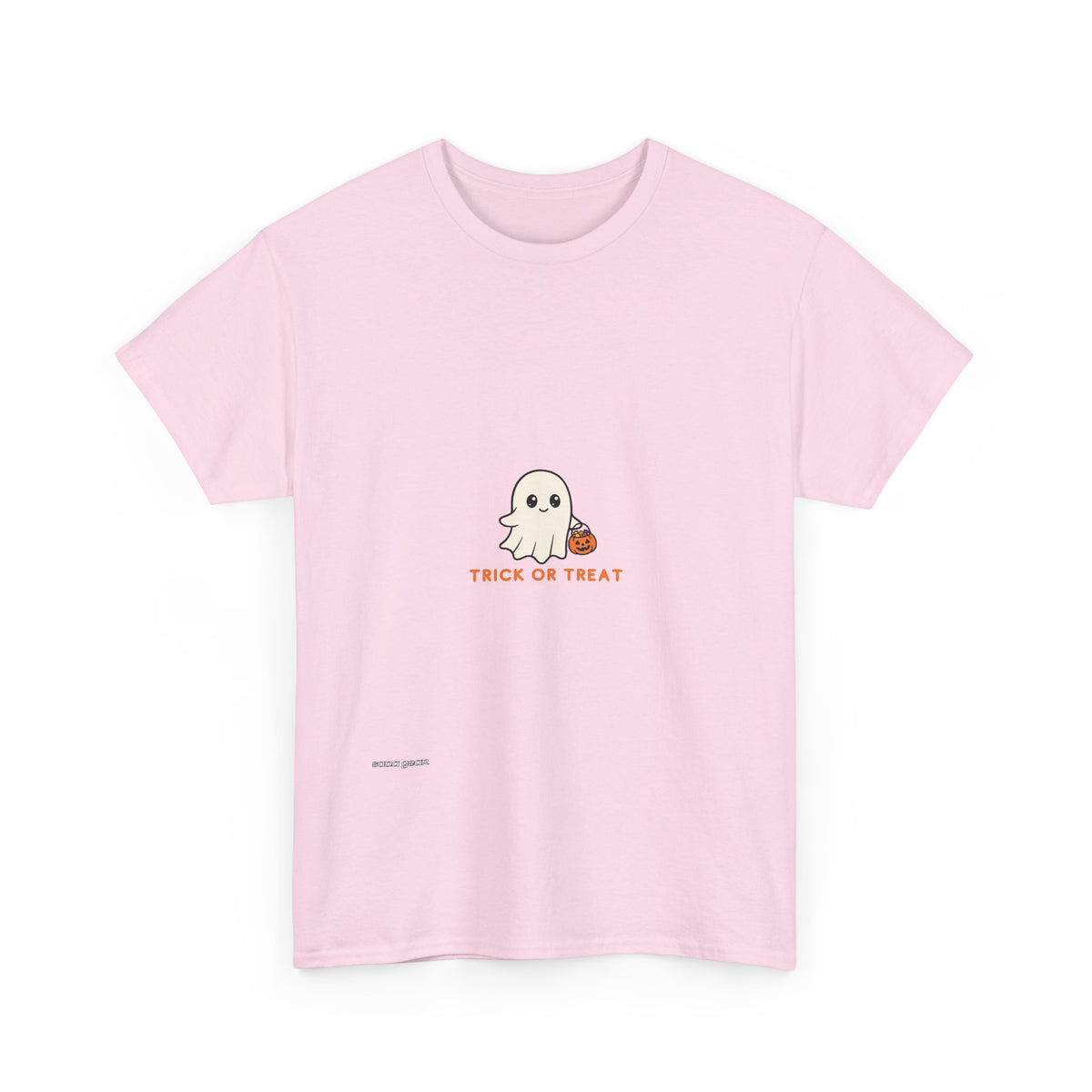 Ghost Trick-or-Treat T-Shirt — Cute Halloween Tee with Pumpkin Candy Bag