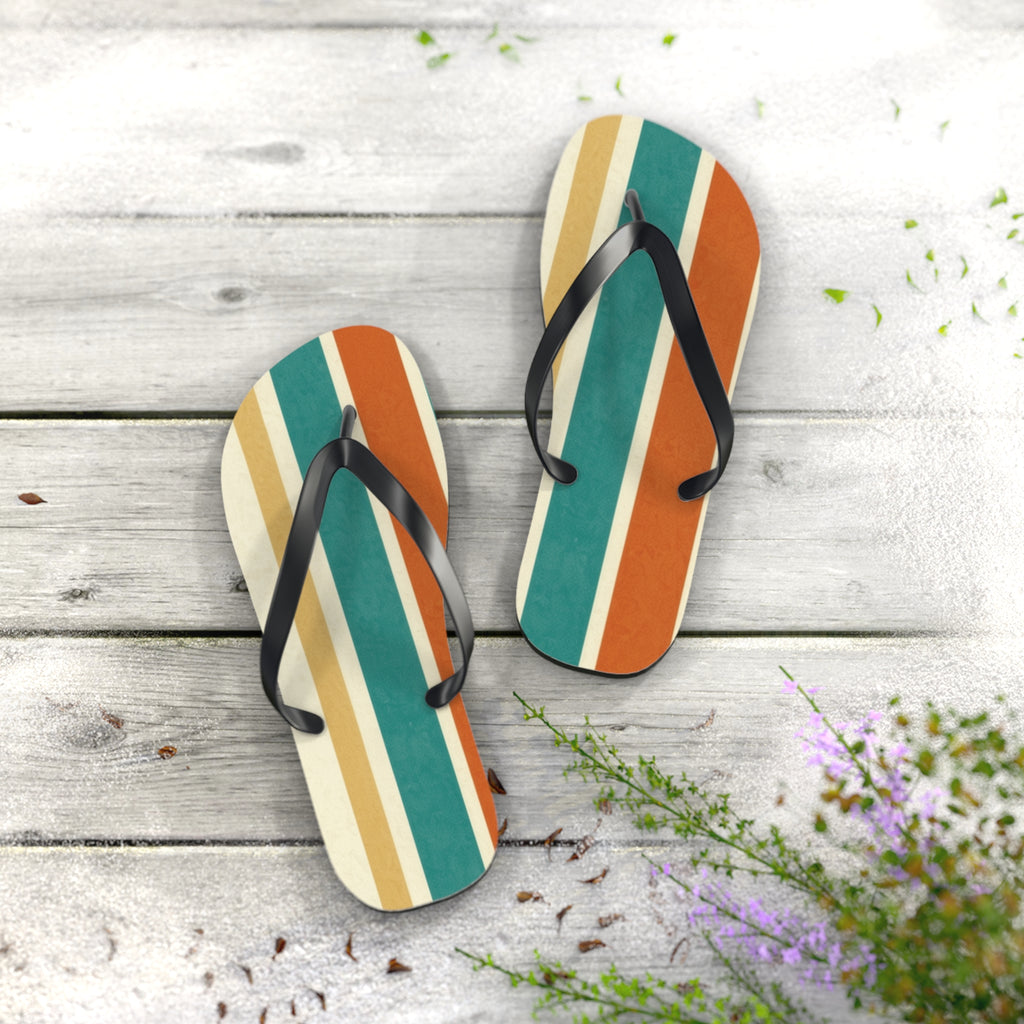 Retro Beach Stripe Flip Flops — Vintage Surf-Inspired Summer Sandals