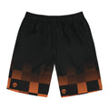 Men's Halloween Checkerboard Board Shorts — Orange Skull & Bat Swim Trunks