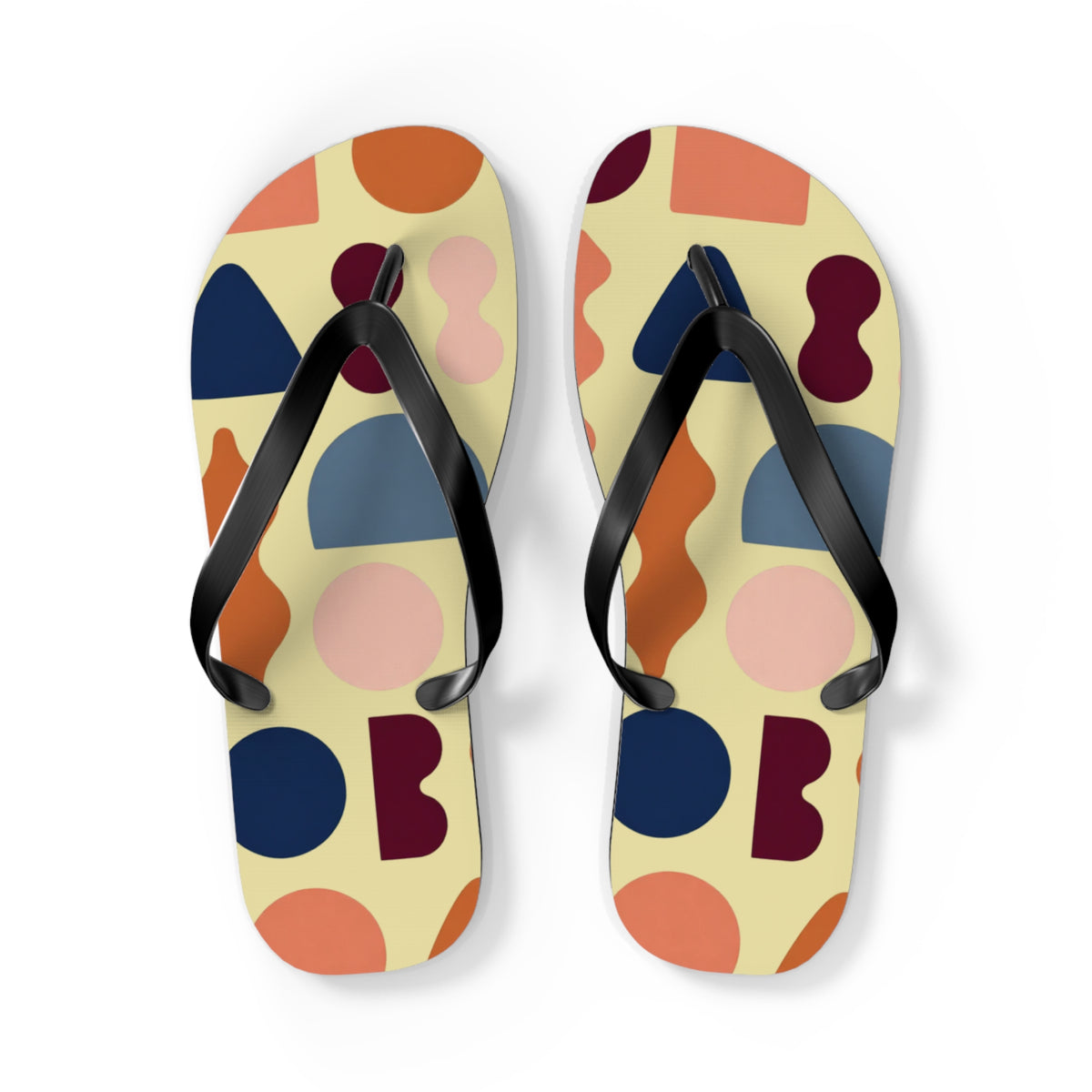 Abstract Colorblock Flip Flops – Retro Geometric Summer Sandals