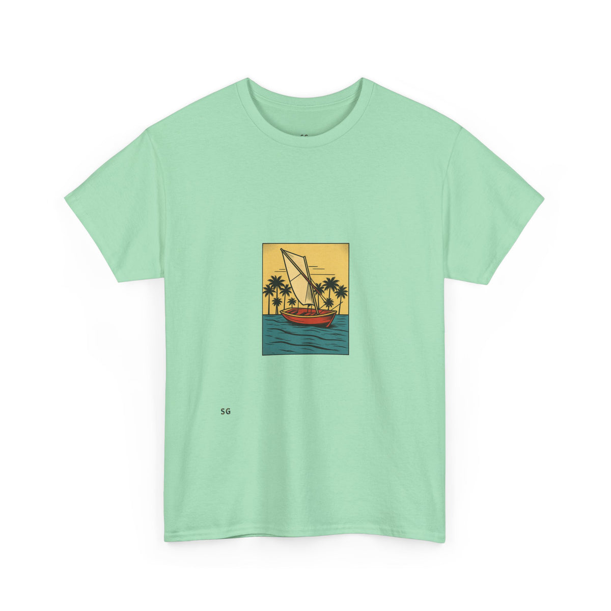 Sailboat Sunset T‑Shirt — Tropical Palm Beach Graphic Tee