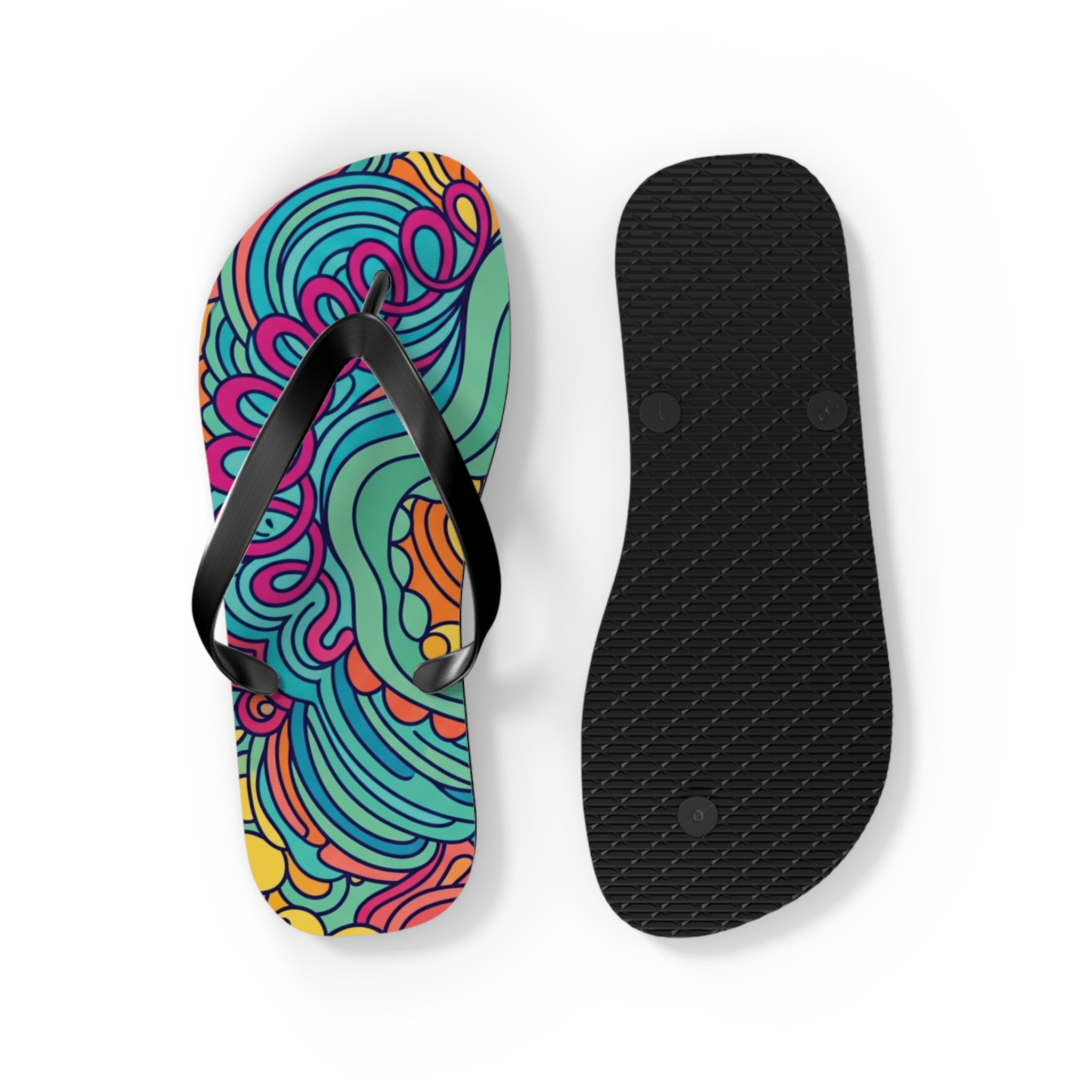 Colorful Swirl Flip Flops — Vibrant Abstract Beach Sandals