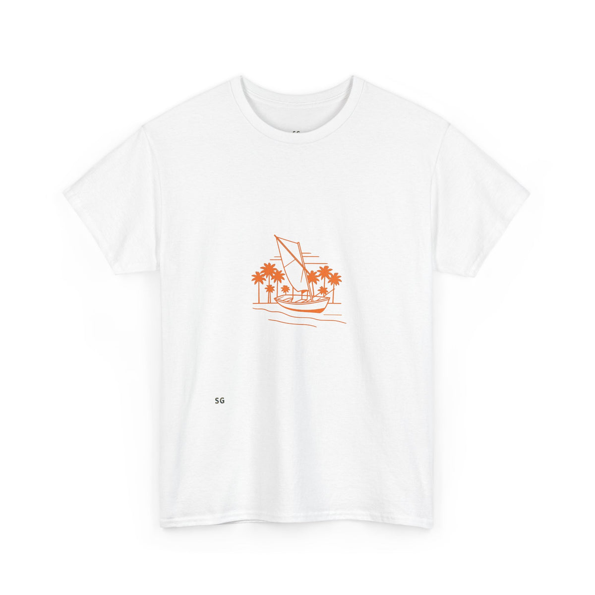 Sailboat Palm Beach T-Shirt — Minimal Coastal Graphic Tee