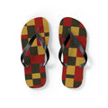 Checkerboard Flip Flops – Retro Red, Mustard & Olive Summer Sandals