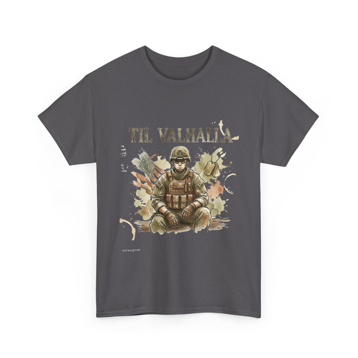 Til Valhalla Soldier Tee | Military Veteran Tribute, Armor Illustration