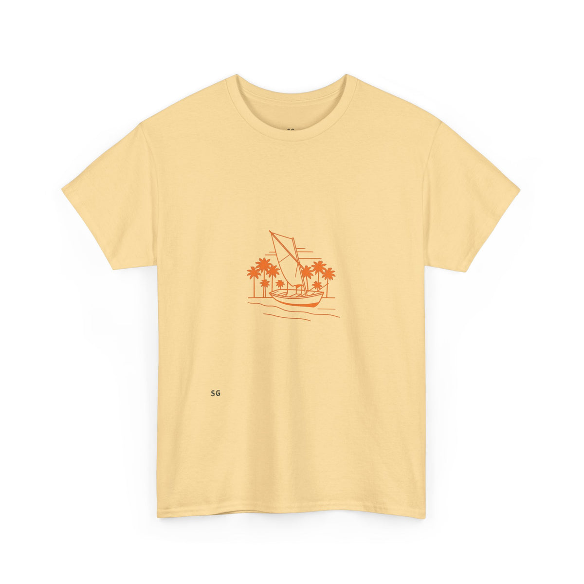 Sailboat Palm Beach T-Shirt — Minimal Coastal Graphic Tee