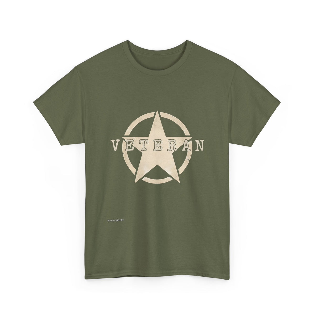 Vintage Star Emblem Tee | Distressed Beige Military Star Design