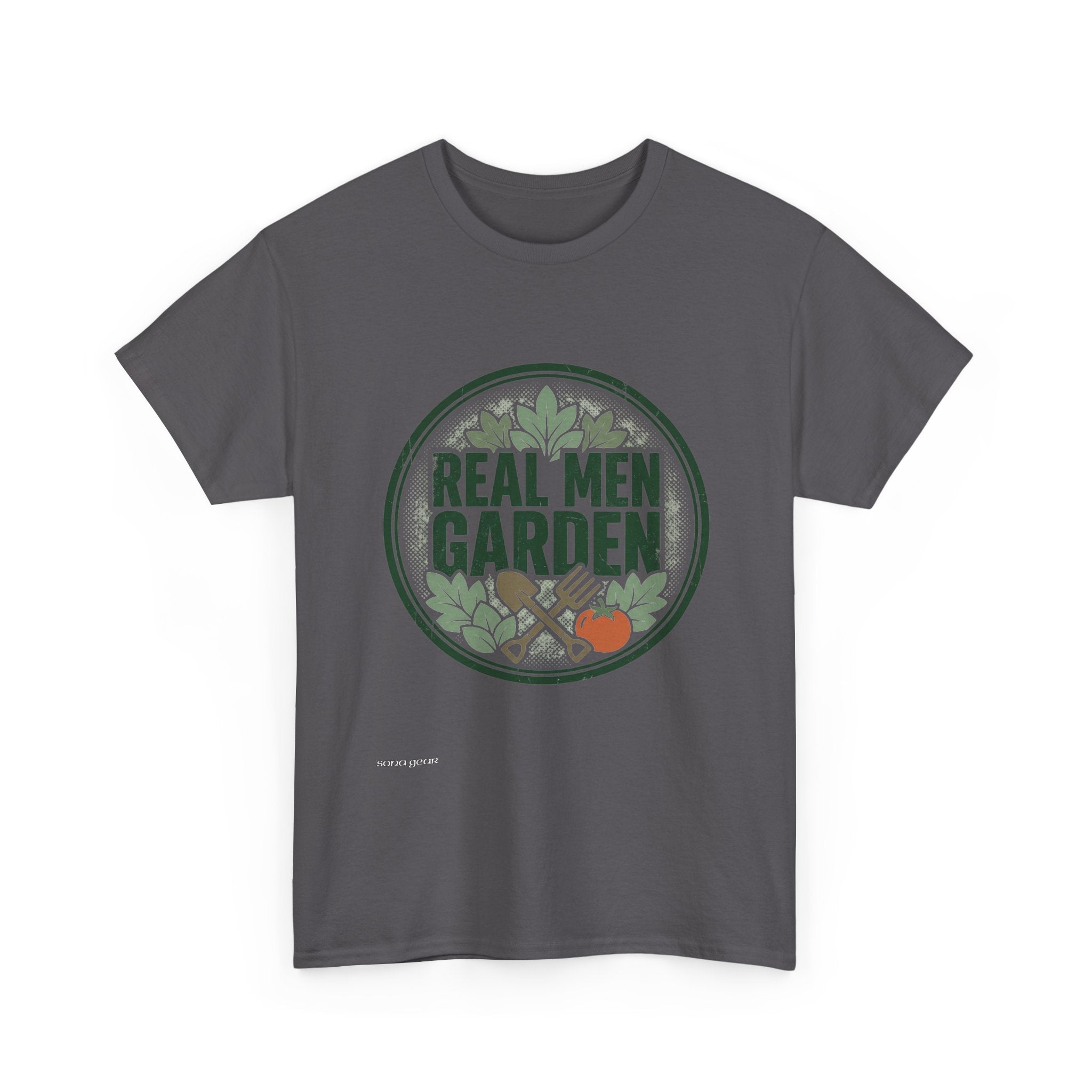 Real Men Garden T-Shirt | Gardening Logo, Tomato & Leaves